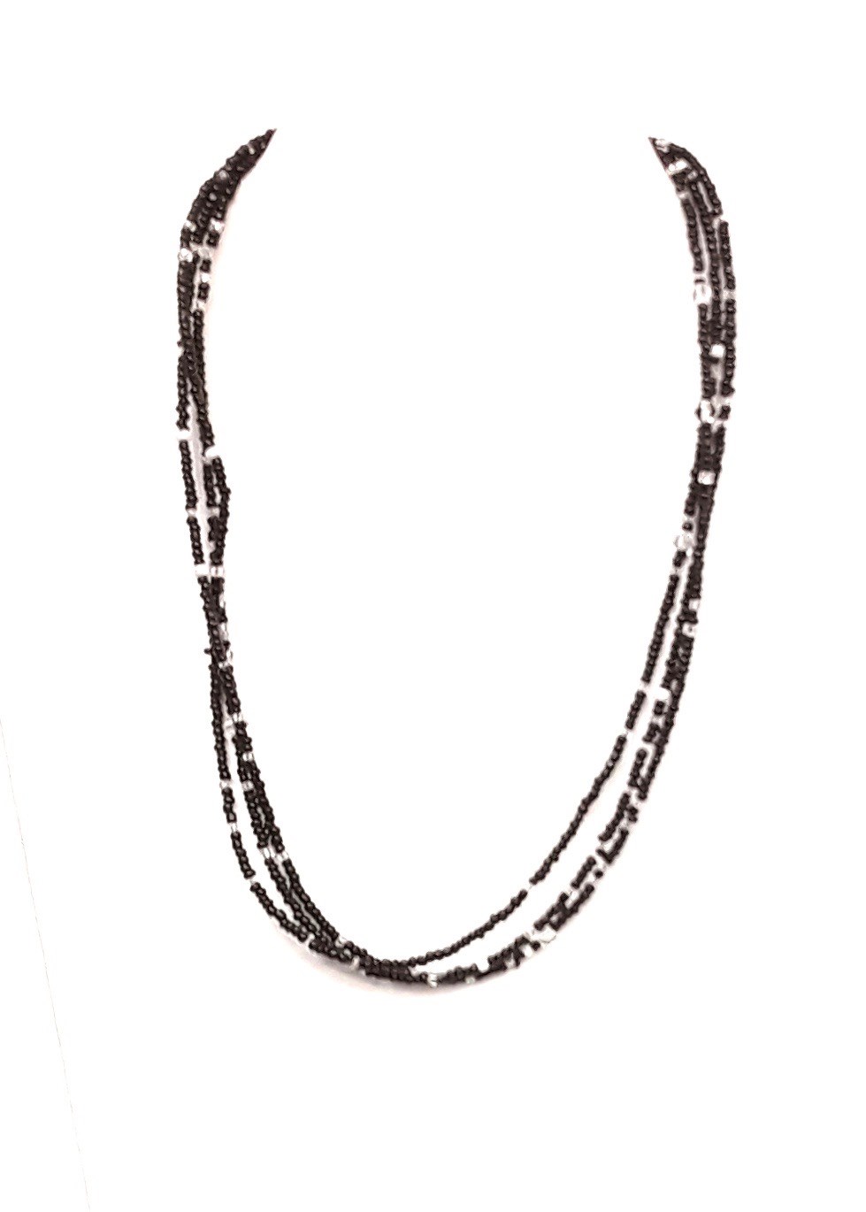 18" L Black Multi Glass Bead Chain